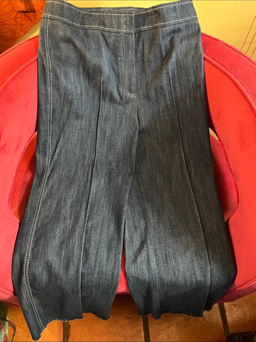Akris Punto Dark Indigo Cropped Wide-Leg Jeans